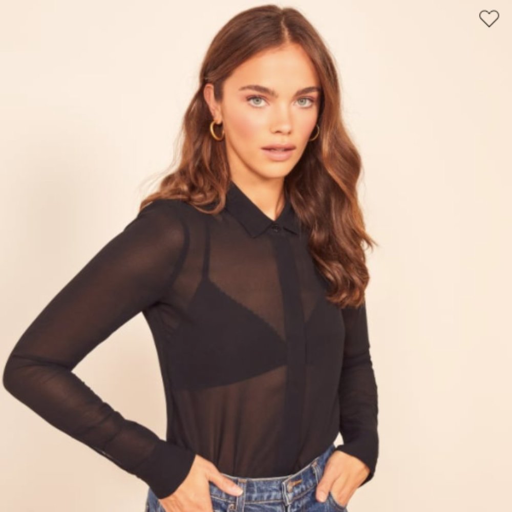 Sheer Black Button Down Reformation Shirt